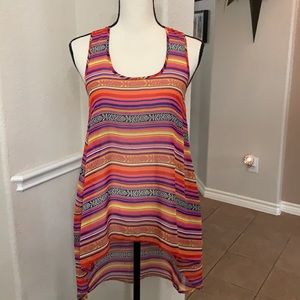 Penelope pink, navy, yellow stripe print tank top Size S